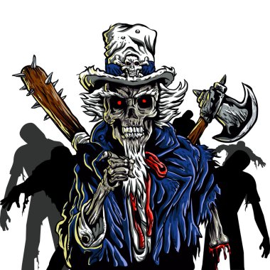 Zombie Uncle Sam Vector illustration  clipart