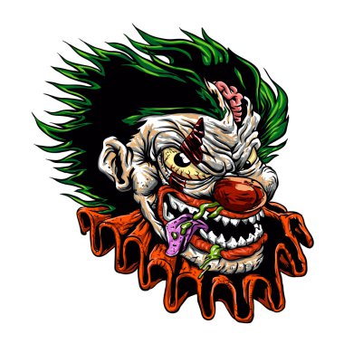 zombi kötü clown.vector illüstrasyon.