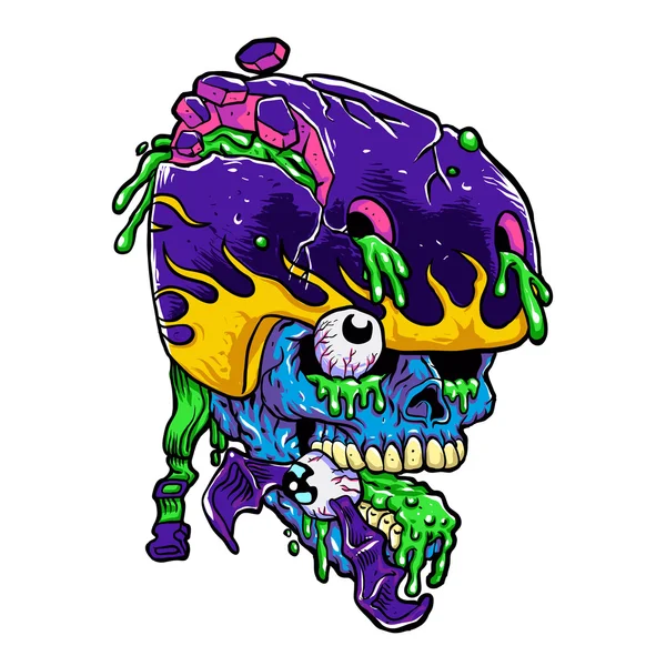 Skater zombie.cartoon vector illustration - Stok Vektor