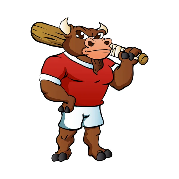 Bull with baseball bat.vector illustration. — Stock Vector