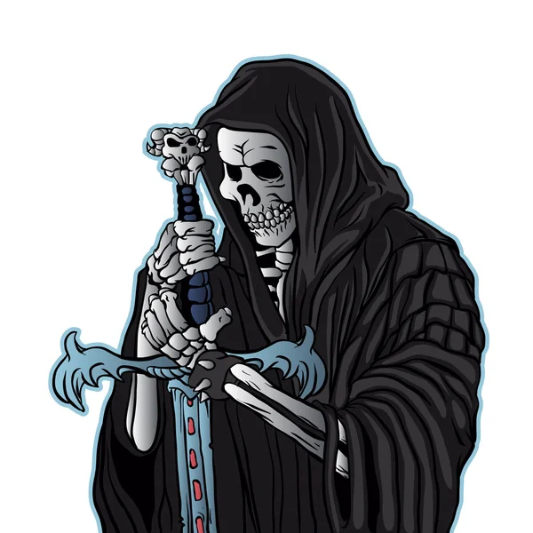 Grim reaper with sword .grim reaper tattoo. — Stock Vector