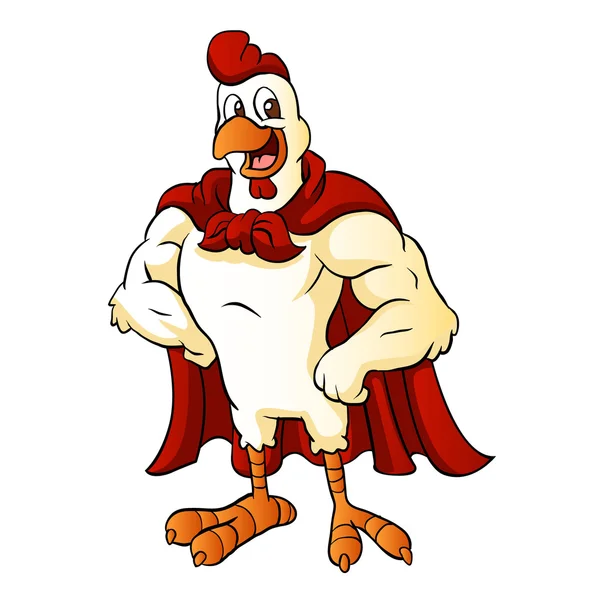 Caricatura super gallo posando — Vector de stock