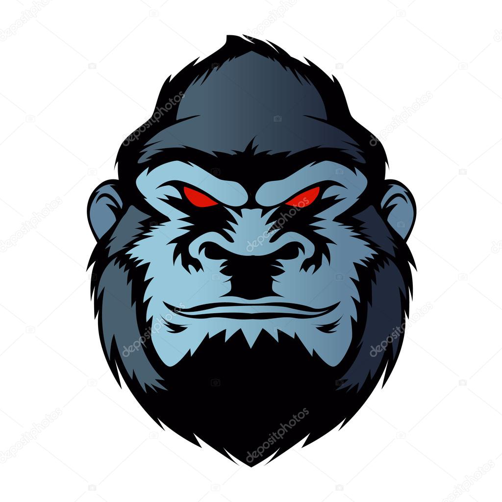 Blue gorilla head.vector illustration.