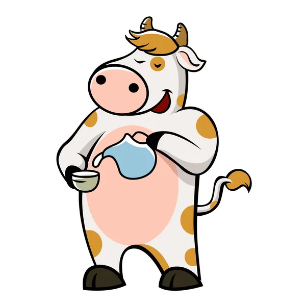 Cow drinking milk.vector illustration. — Stock Vector