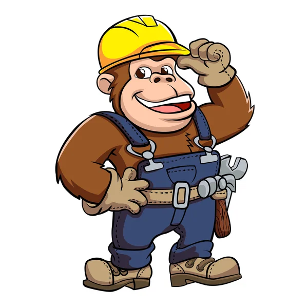 Dibujos animados de un gorila Handyman .vector ilustración . — Vector de stock