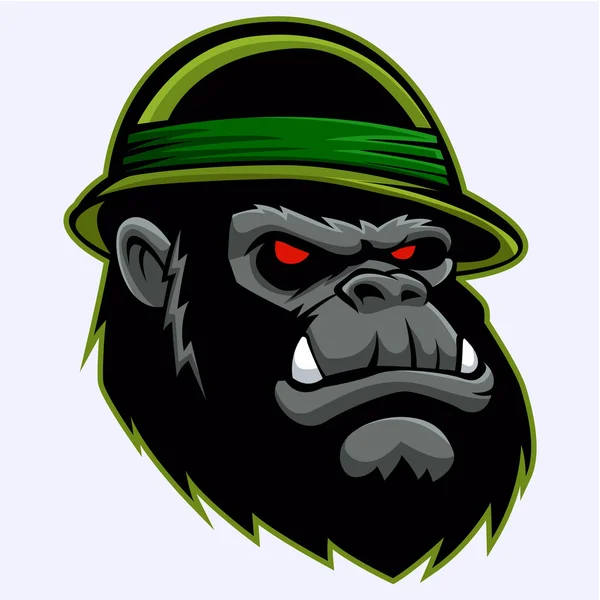 Illustrazione militare di Gorilla Head .vector . — Vettoriale Stock