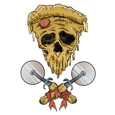 Kafatası pizza slice.vector illüstrasyon.