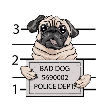 MugShot köpek cartoon.vector illüstrasyon.