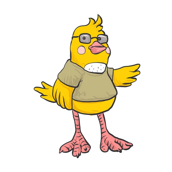 Pájaro amarillo con gafas . — Vector de stock