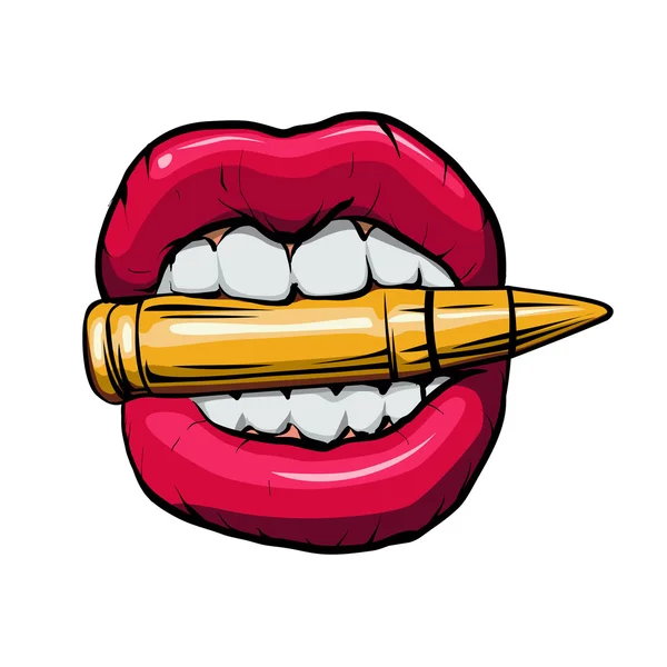 Bullet in mouth. — Stock Vector