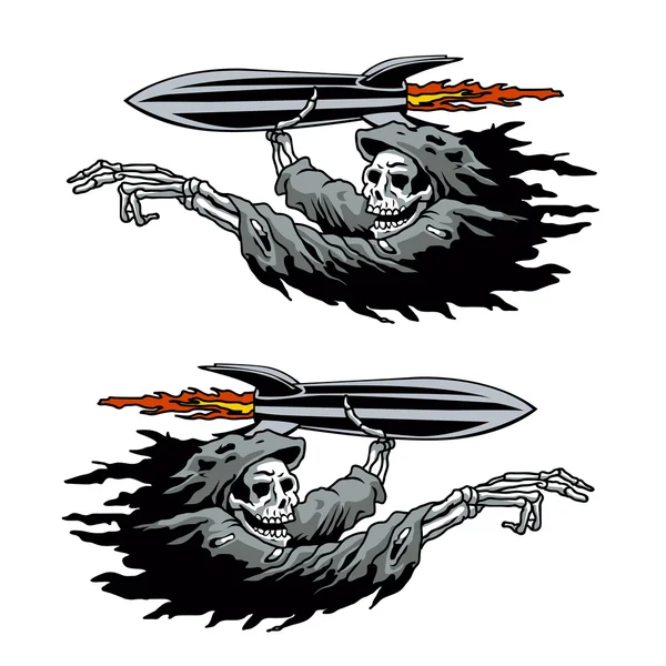 Grim Reaper launching missile. — Stock Vector