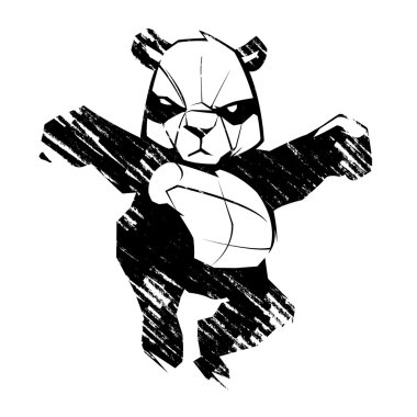 Sketch panda martial arts clipart