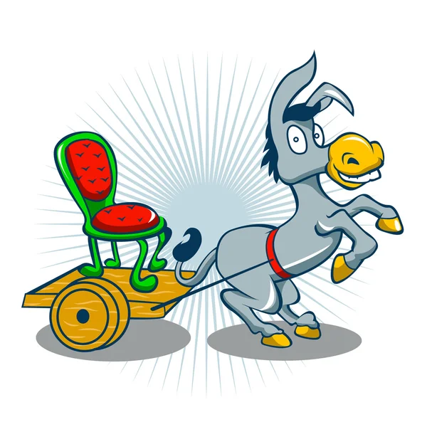 Burro com carrinho —  Vetores de Stock