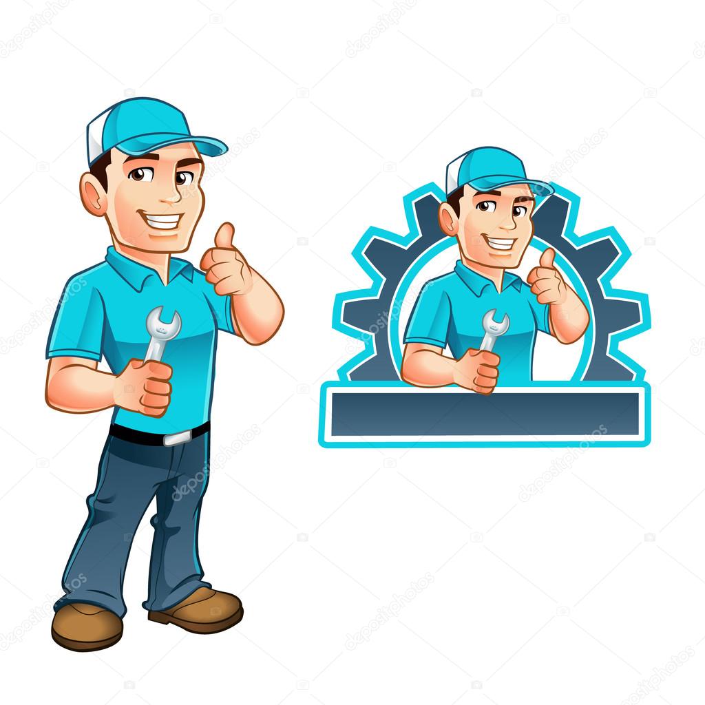 Handyman worker with key in the hand