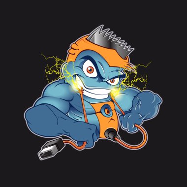 Kızgın tıraş makinesi karikatür elektrik çarpması