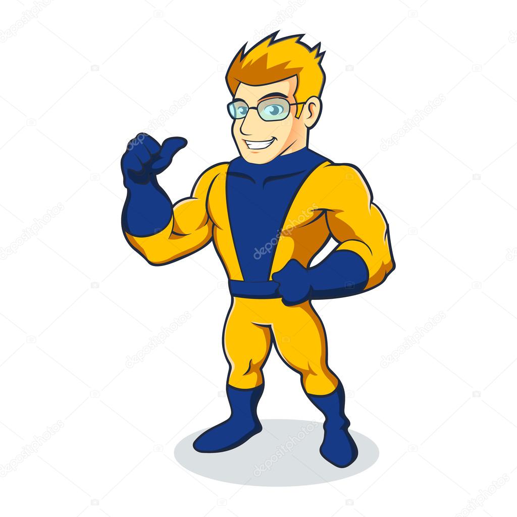 Illustration of Super Hero yellow blue