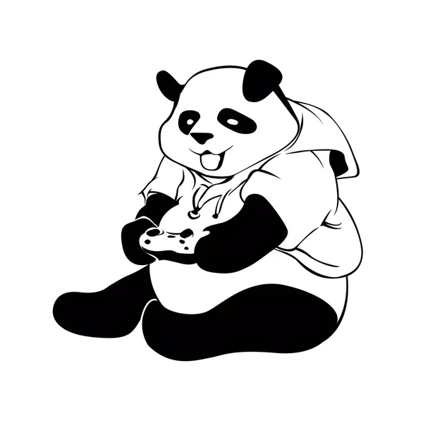 Panda playing video game — Stock Vector