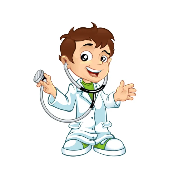 Cute little male doctor smiling — Stock Vector