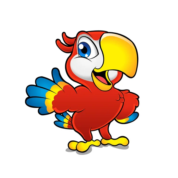 Cute cartoon colorful macaw — Stock Vector