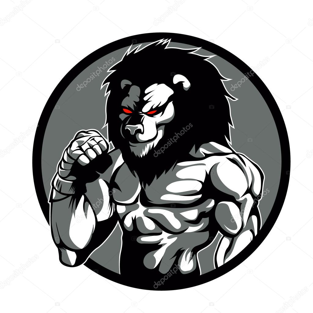 A lion man character MMA fighter pose