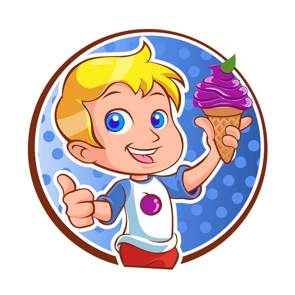 Malý chlapec se zmrzlinou — Stockový vektor