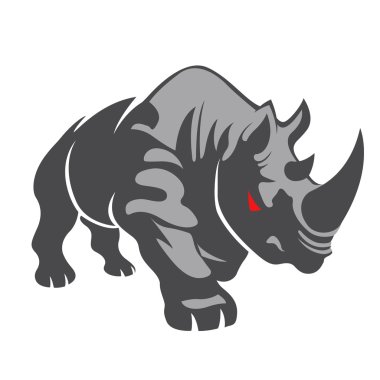 Angry rhino on the white background. clipart
