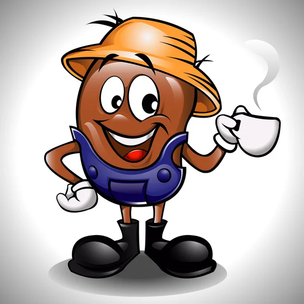 Boer koffieboon cartoon met kop — Stockvector