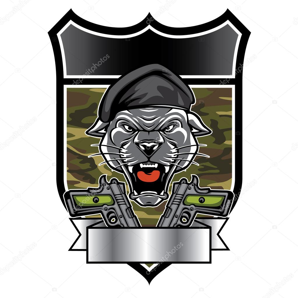 Cougar Panther Mascot Head military emblem
