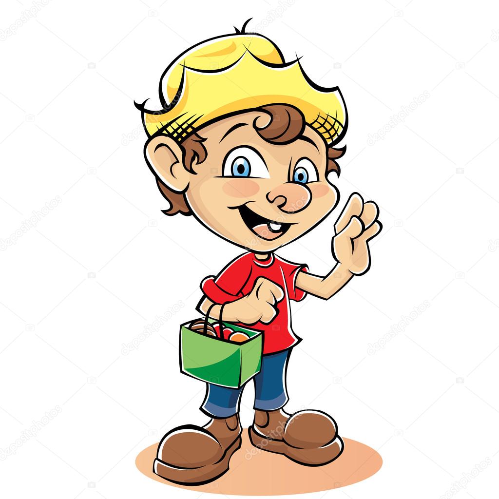 Cartoon Farmer Character with bag