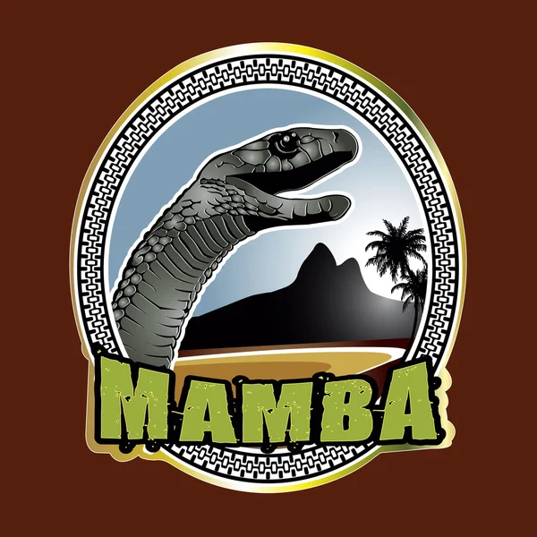 Fekete Mamba zöld beach jelkép — Stock Vector