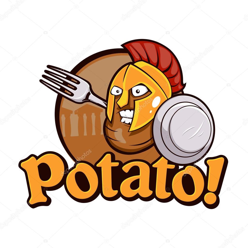 Potato Spartan Warrior Cartoon