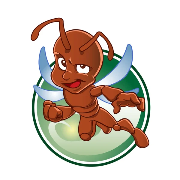 Dibujos animados hormiga roja con alas — Vector de stock