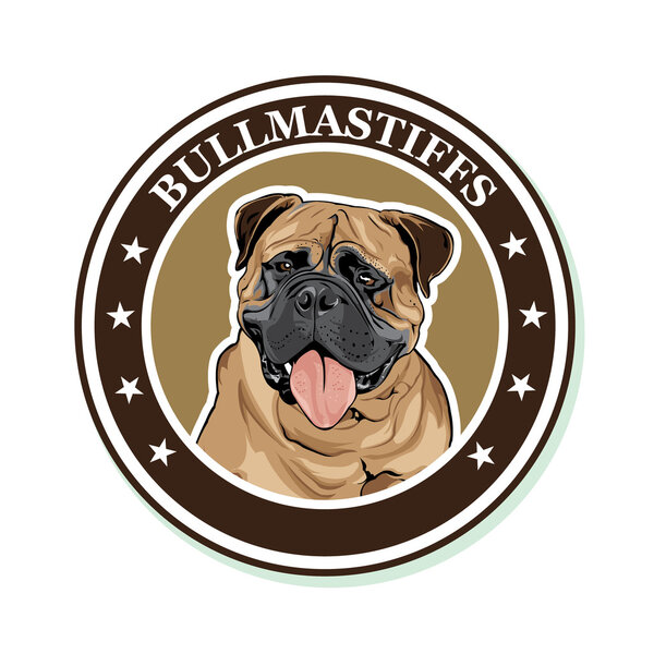Векторный портрет породы собак Bullmastiff
