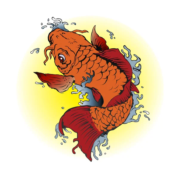 Ilustração de tatuagem de peixe laranja Koi . — Vetor de Stock