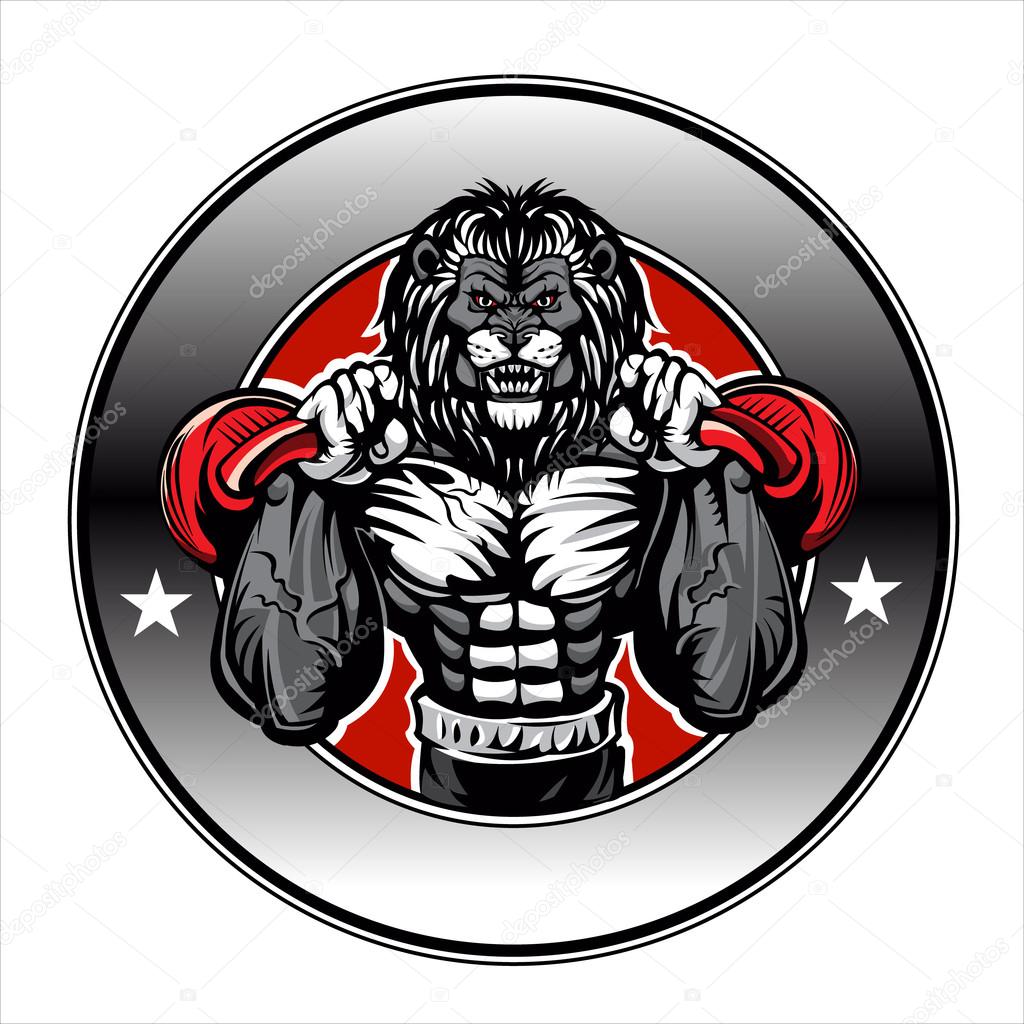 Illustration of a lion bodybuilder