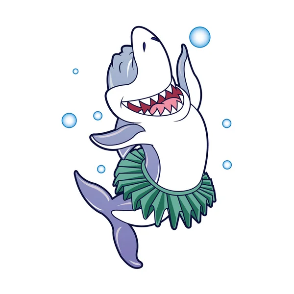 Haai cartoon dansen — Stockvector