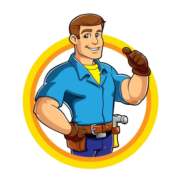 Handyman y herramienta de trabajo — Vector de stock