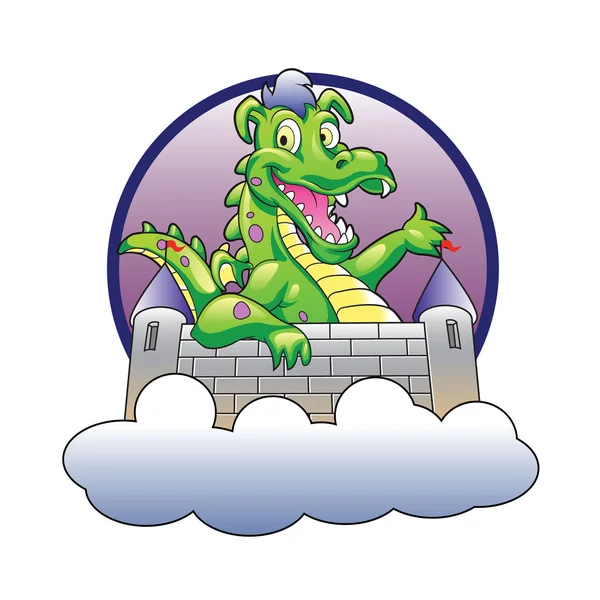 Иллюстрационный дракон и замок — стоковый вектор