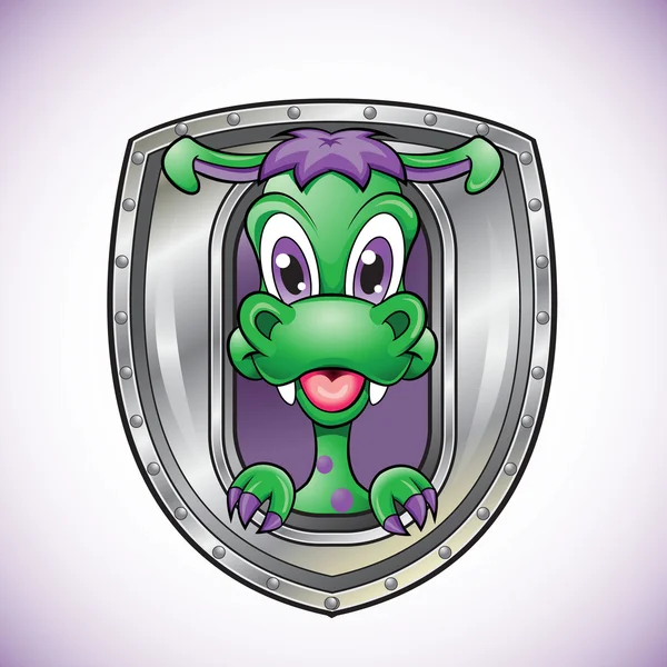 Mascotte dragon shield — Stockvector