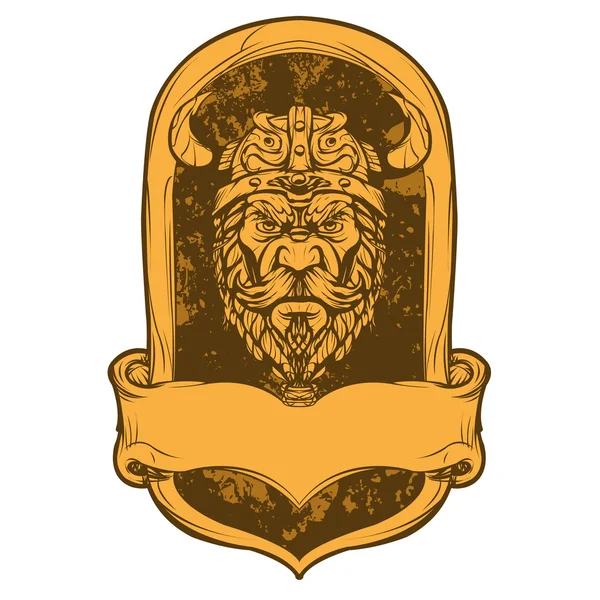 Ілюстрація голови емблеми вікінгів — стоковий вектор