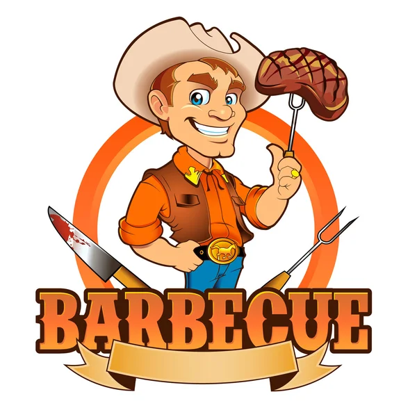 Cowboy Barbecue chef-kok — Stockvector