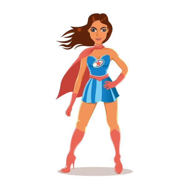 Cartoon girl in superhero costume — Stock Vector