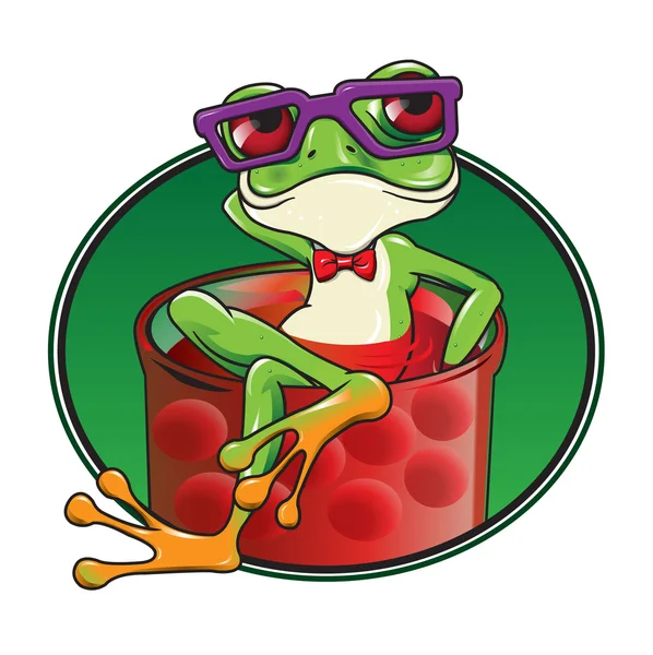 卡通青蛙在果酱 — 图库矢量图片