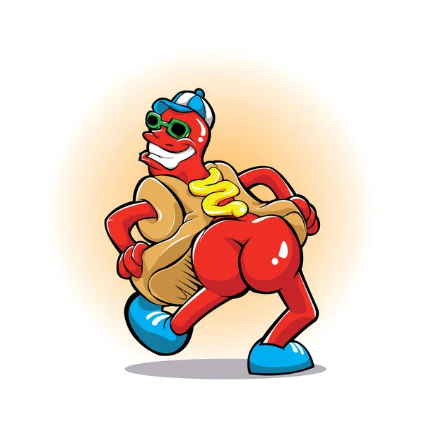 Dibujos animados Sexy hot dog culo — Vector de stock
