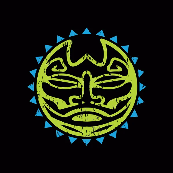 Sun Tribal mask ,polynesian tattoo styled — Stock Vector