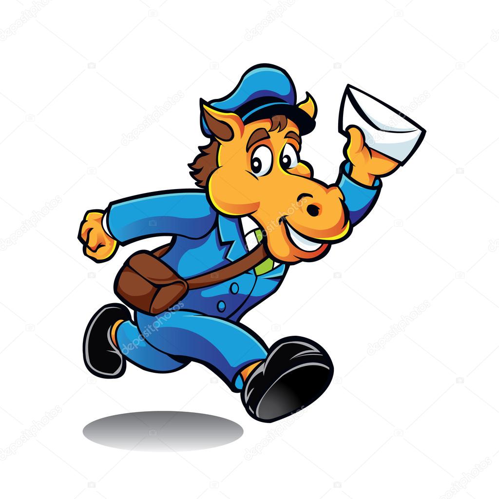 Horse postman character delivering mail