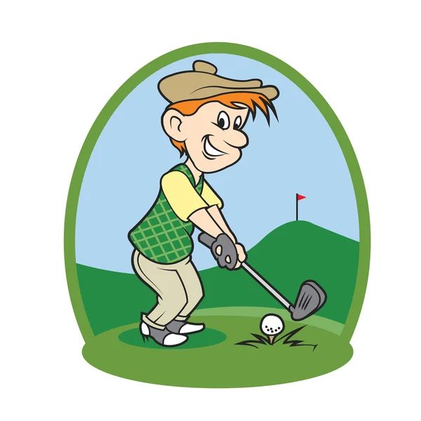 少年漫画のゴルフ プレーヤー — ストックベクタ