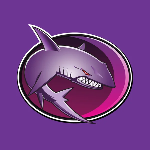 Emblema mascote de tubarão — Vetor de Stock