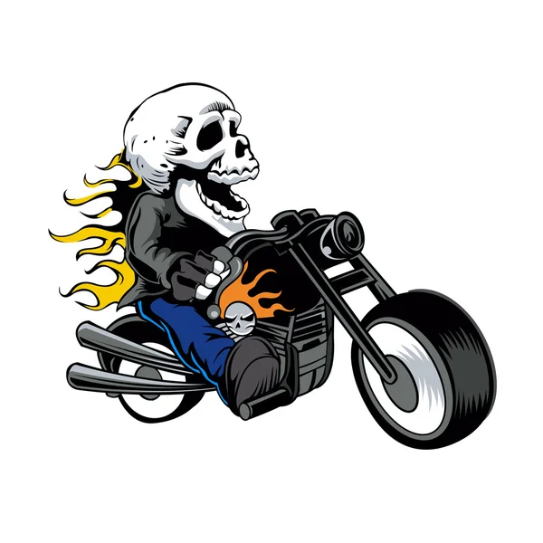 Skull rider montar una motocicleta — Vector de stock