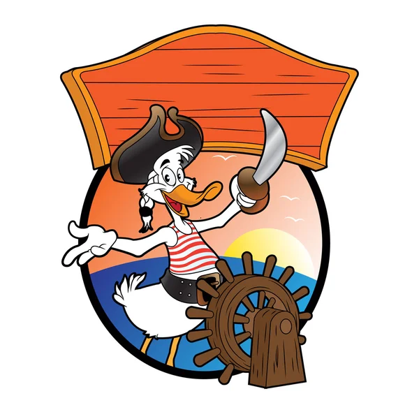 Ilustração vetorial do pato pirata dos desenhos animados — Vetor de Stock